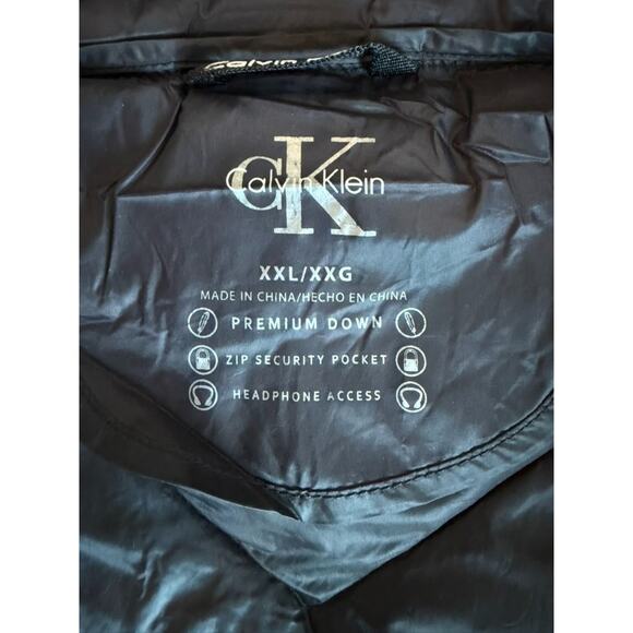 Calvin Klein Premium Down headphone Quilted black funnel Puffer Vest Jacket XXL - Picture 3 of 8